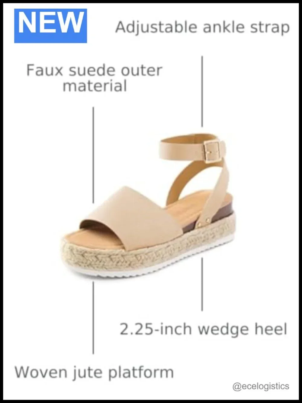 Platform Espadrille Wedge Sandals with Ankle Strap and Cushioned Footbed